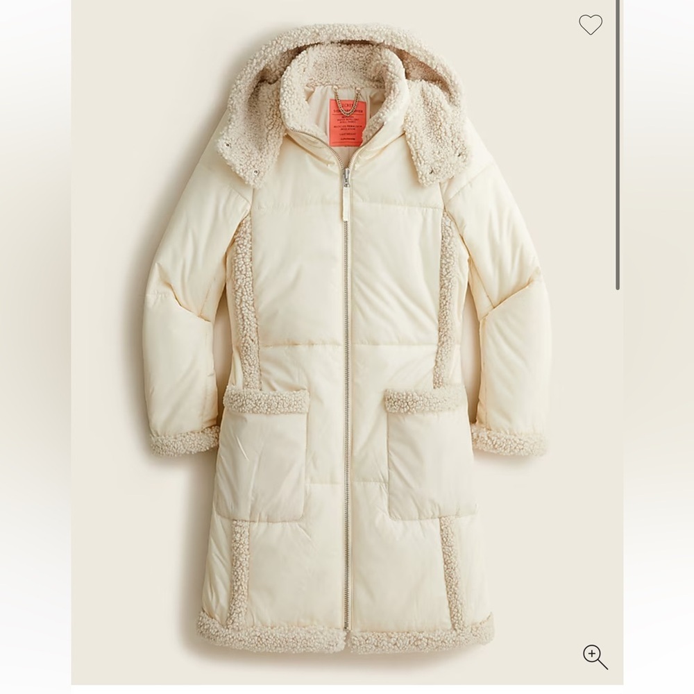 J.Crew NWOT Cream  puffer jacket made with Primaloft size XL